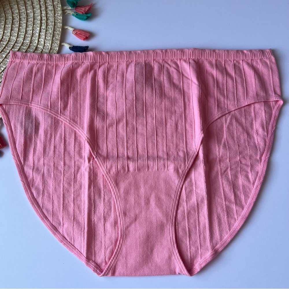 Victoria's Secret Stretch Cotton Rib Brief Panty Pink Hope XL NEW